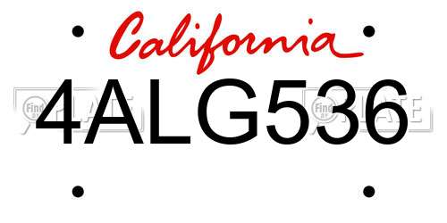 4ALG536 California License Plate