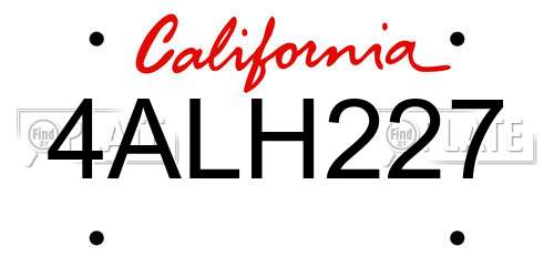 4ALH227 California License Plate