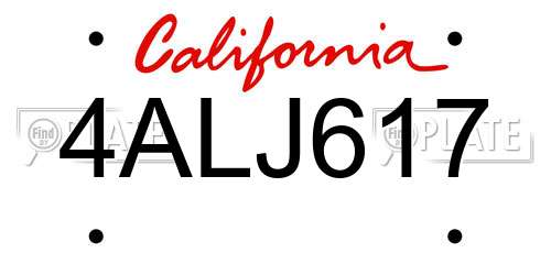 4ALJ617 California License Plate