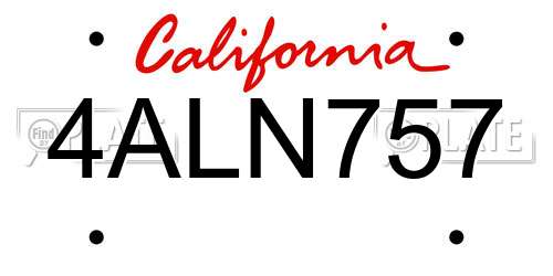 4ALN757 California License Plate