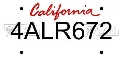 4ALR672 California License Plate