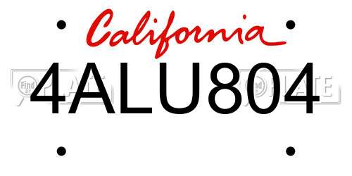 4ALU804 California License Plate