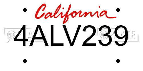 4ALV239 California License Plate