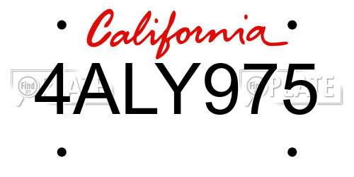 4ALY975 California License Plate