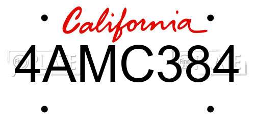 4AMC384 California License Plate