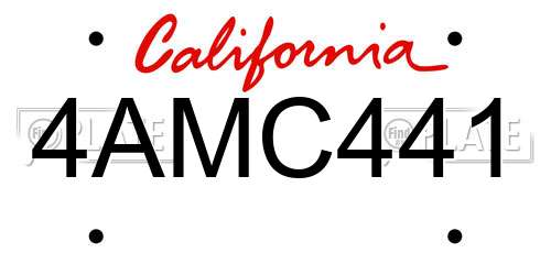 4AMC441 California License Plate