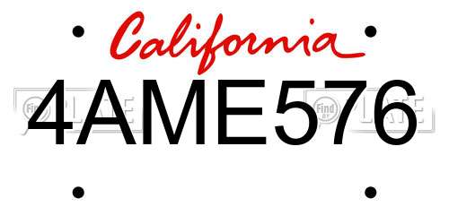 4AME576 California License Plate