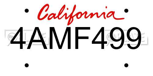 4AMF499 California License Plate