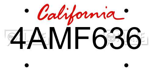 4AMF636 California License Plate