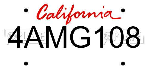 4AMG108 California License Plate
