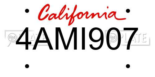 4AMI907 California License Plate