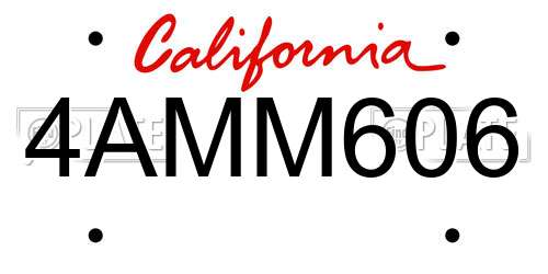 4AMM606 California License Plate