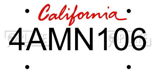 4AMN106 California License Plate