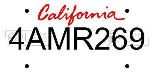 4AMR269 California License Plate
