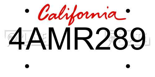 4AMR289 California License Plate