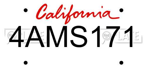 4AMS171 California License Plate