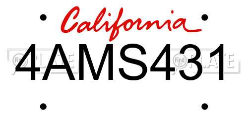 4AMS431 California License Plate