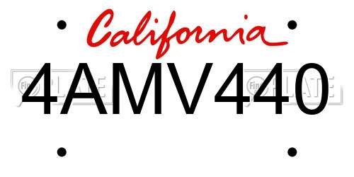 4AMV440 California License Plate