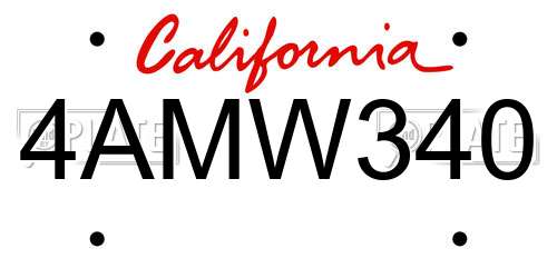 4AMW340 California License Plate
