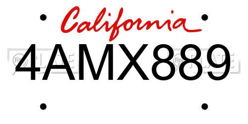 4AMX889 California License Plate
