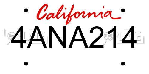4ANA214 California License Plate