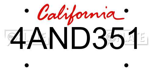 4AND351 California License Plate