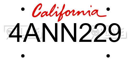 4ANN229 California License Plate