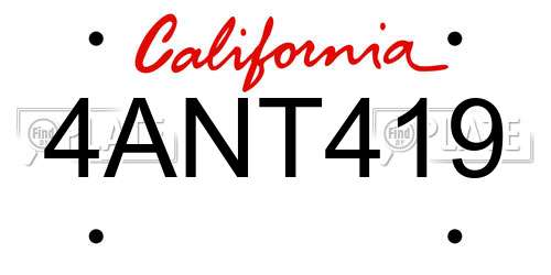 4ANT419 California License Plate