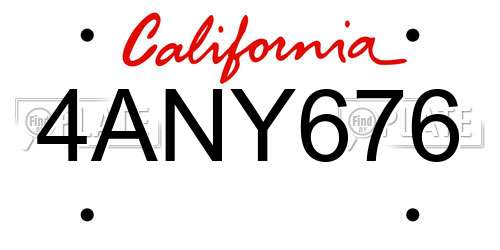 4ANY676 California License Plate