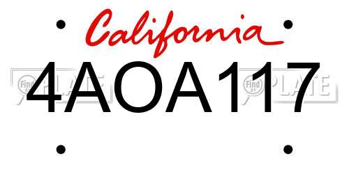 4AOA117 California License Plate