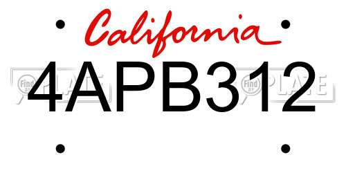 4APB312 California License Plate