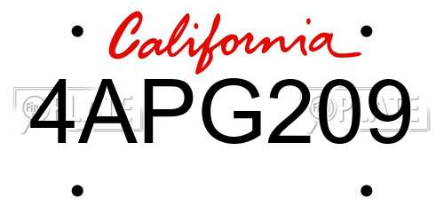 4APG209 California License Plate