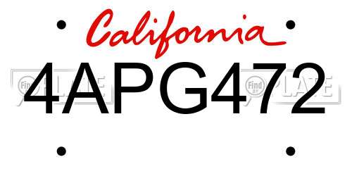 4APG472 California License Plate
