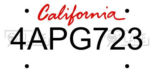 4APG723 California License Plate