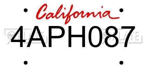 4APH087 California License Plate
