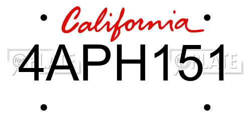 4APH151 California License Plate