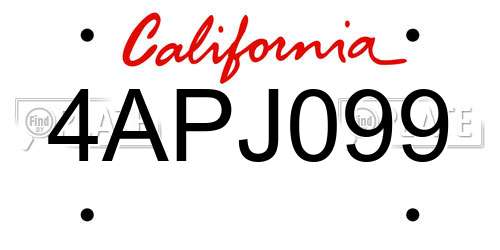 4APJ099 California License Plate
