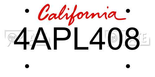 4APL408 California License Plate