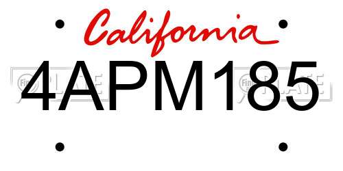 4APM185 California License Plate