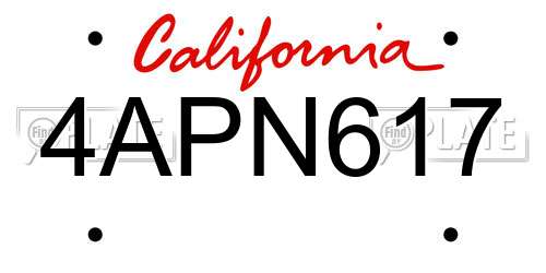 4APN617 California License Plate
