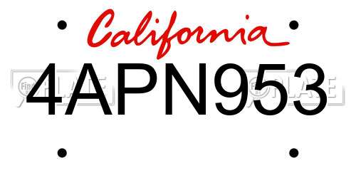 4APN953 California License Plate