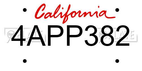 4APP382 California License Plate