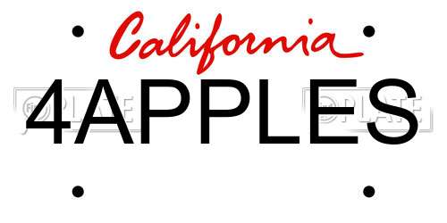 4APPLES California License Plate