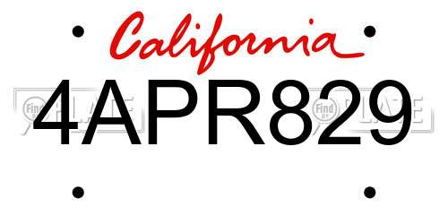 4APR829 California License Plate