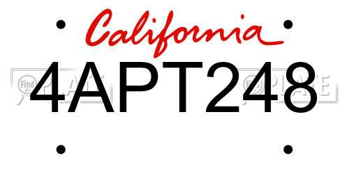 4APT248 California License Plate
