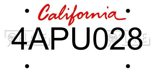 4APU028 California License Plate