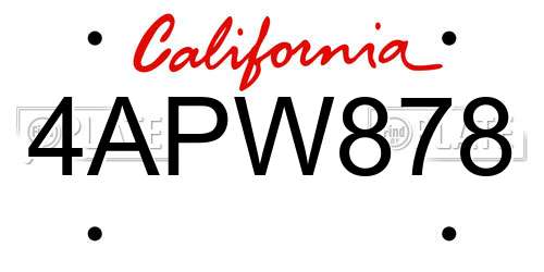 4APW878 California License Plate