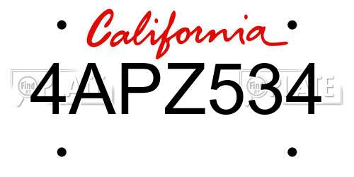 4APZ534 California License Plate