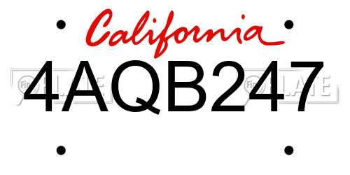 4AQB247 California License Plate