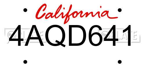 4AQD641 California License Plate